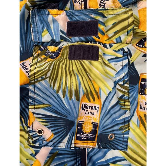 Corona Extra Beer Logo Board Shorts Mens 38 Swim Suit Trunks Beach Tropical Blue - Picture 4 of 6